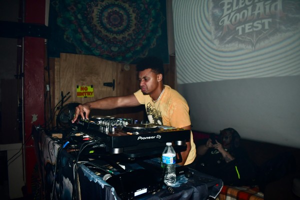 Crowd gathered around the DJ tables during the July 31 event